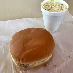 Big bbq sandwich &amp; potato salad