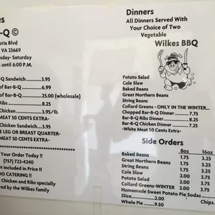 ows the menu