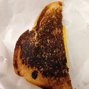 A burnt grilled cheese.