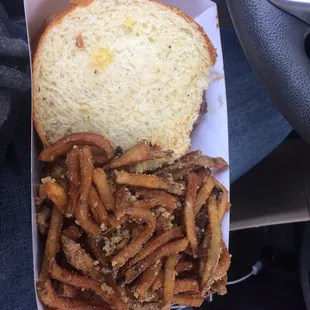 Smoky mountain burger and garlic parmesan fries