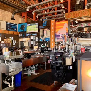 the inside of a sports bar