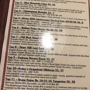menu