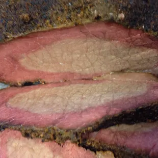 Slow smoked brisket look at that Smoke ring.