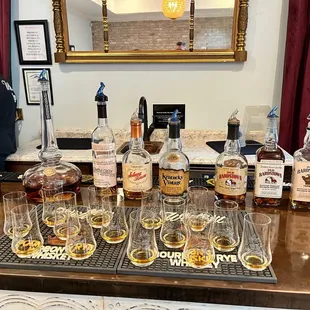 Tasting bottles and glasses