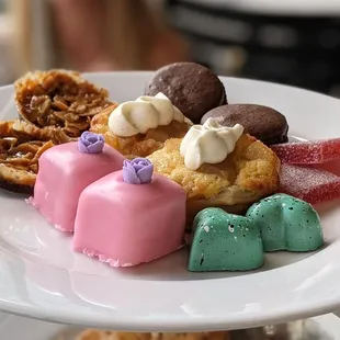 a plate of desserts