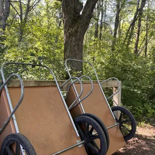 Carts at front of camping sites area