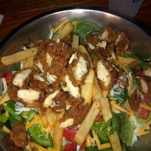 a large bowl of food