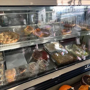 Pies galore and more: apple, cherry, buttermilk, chess, sweet potato, pumpkin, peach cobbler, banana pudding, bread pudding, cheese cakes