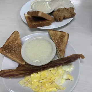 Bacon, Eggs, Grits and Toast