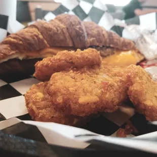 Croissant meal with hash browns