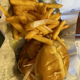 a sandwich and french fries