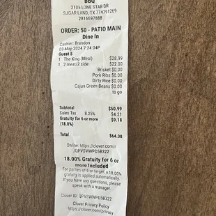 My receipt