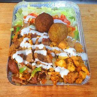 Combo over rice (chicken &amp;lamb&amp;falafel)
