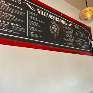 the menu of the restaurant