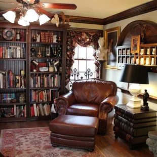 The library is a comfy place to enjoy a good read