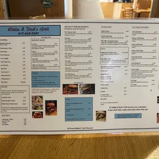 Current menu as of 9 July 2023