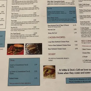 Menu as of March 8, 2023
