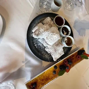 Dessert Beignets and Creme Brûlée