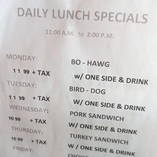 Lunch specials