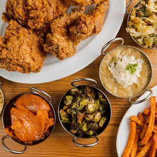 fried chicken and sweet potato fries
