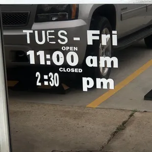 Hours they're open.
