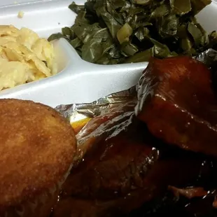 brisket special with greens and mac