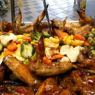 a large platter of food