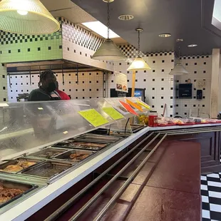 a woman serving food