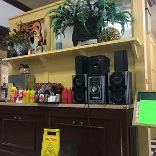 The coffee and condiment bar