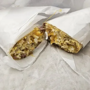 Breakfast burrito with ham