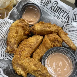 Cajun wings w/ sauce! So good!