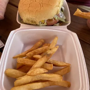 Burger and fries