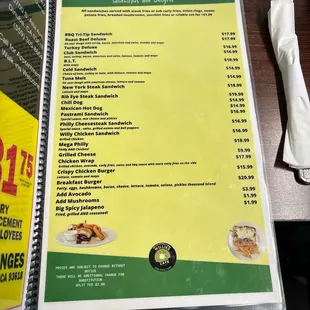 menu