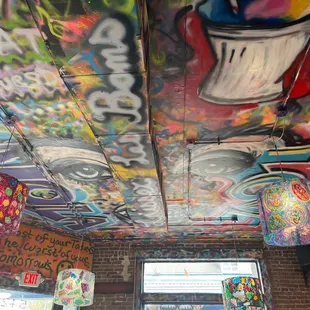 graffiti on the ceiling