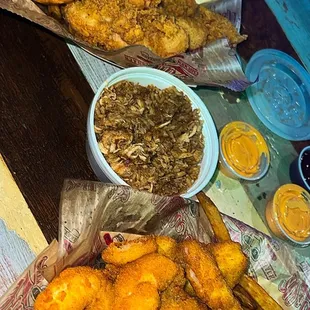 Chicken tenders  Catfish  Jambalaya made with chicken