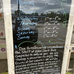 a menu on a window