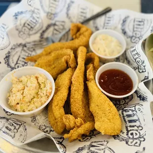 Entree: Fried Catfish and cole slaw