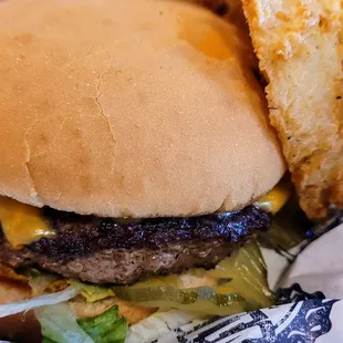 Cheese Burger and Onion Rings