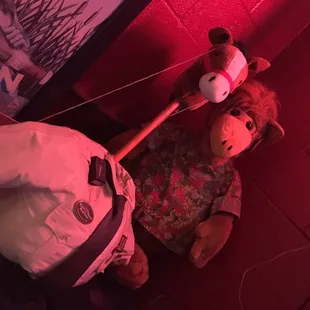 a teddy bear with a baseball bat