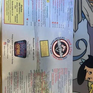 Back of menu