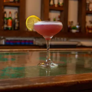 LAVENDER HAZE: A lavender, Seagrams Gin martini with hints of honey and freshly squeezed lemon juice.