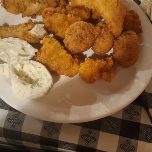 Fish and hushpuppies.