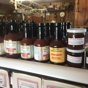 a variety of barbecue sauces