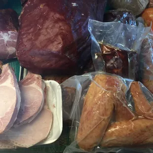 a variety of meats