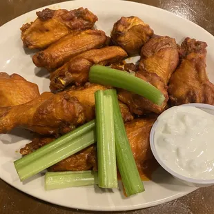 chicken wings and celery sticks