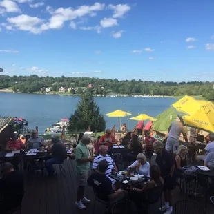A majestic view of Hidden Valley Lake from the exterior dining area.