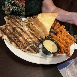 Grilled chicken with sweet potato fries