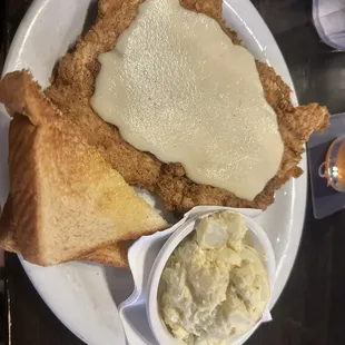 Chicken fried chicken and potato salad