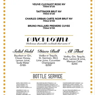 Champagne, Punch Bowls &amp; Bottle Service...