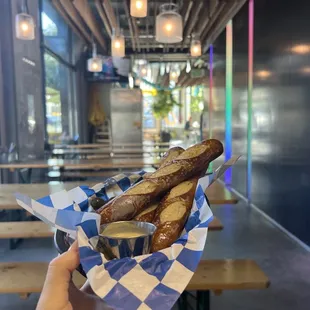 Pretzel sticks + beer cheese